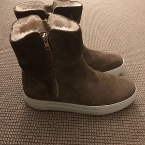 J/Slides Allie Taupe Suede Booties